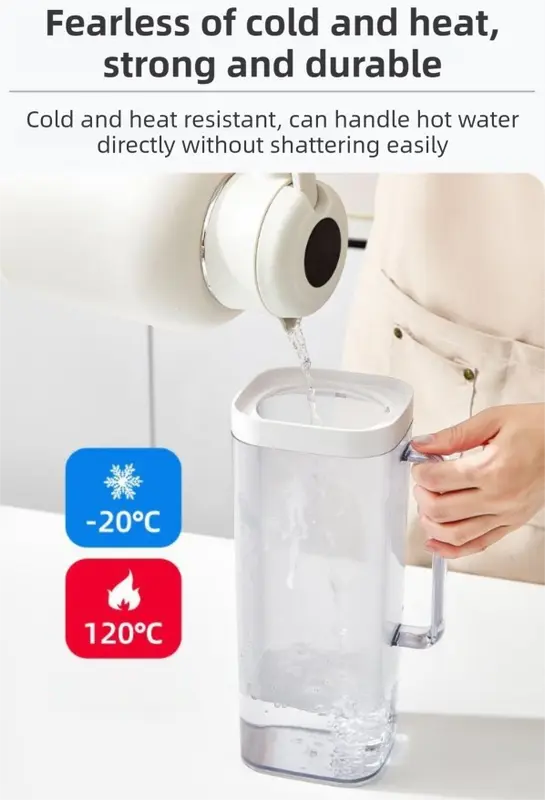 Black 2000ML Leak-Proof Flip-Top Cool Water Pitcher for Refrige Door - Cold/Heat-Resistant Stylish Iced Tea Fruit Infuser Kettle Wholesale Hub