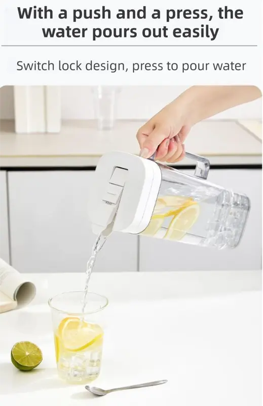 Black 2000ML Leak-Proof Flip-Top Cool Water Pitcher for Refrige Door - Cold/Heat-Resistant Stylish Iced Tea Fruit Infuser Kettle Wholesale Hub