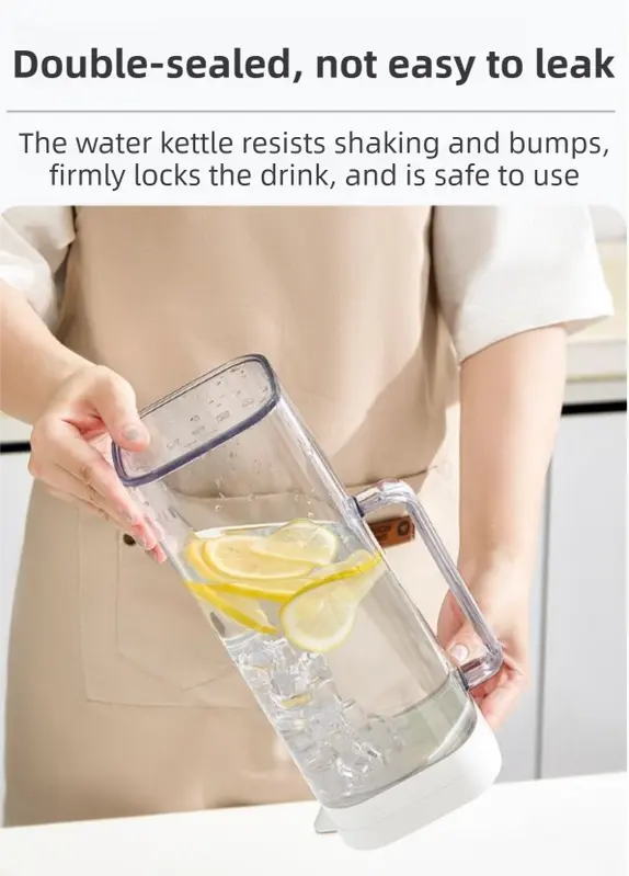 Black 2000ML Leak-Proof Flip-Top Cool Water Pitcher for Refrige Door - Cold/Heat-Resistant Stylish Iced Tea Fruit Infuser Kettle Wholesale Hub