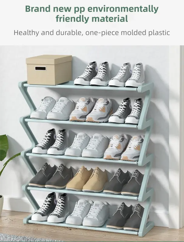 Black Stable Z-Shaped 4-Tier Shoe Rack(51x45CM) - Waterproof Cloth & Sturdy Steel Pipe, Easy Assembly & Space Saving for Dormitory & Small Apartments Wholesale Hub