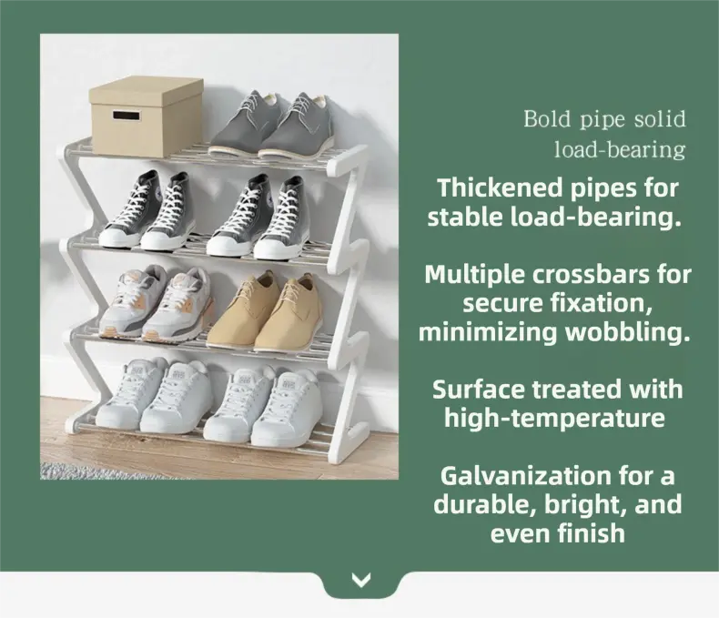 Blue Stable Z-Shaped 4-Tier Shoe Rack(51x45CM) - Waterproof Cloth & Sturdy Steel Pipe, Easy Assembly & Space Saving for Dormitory & Small Apartments Wholesale Hub
