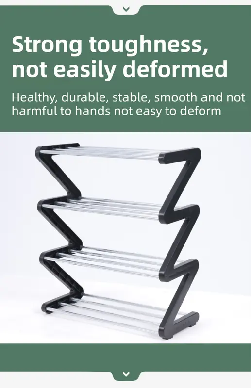 Blue Stable Z-Shaped 4-Tier Shoe Rack(51x45CM) - Waterproof Cloth & Sturdy Steel Pipe, Easy Assembly & Space Saving for Dormitory & Small Apartments Wholesale Hub