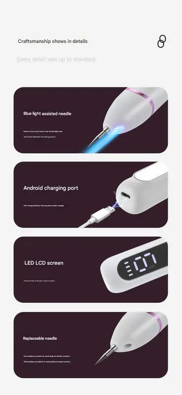 Professional Electric Mole & Dark Spot Remover Pen - Advanced Plasma Ion Technology for Seamless Skin Tag & Freckle Removal (Purple) Wholesale Hub