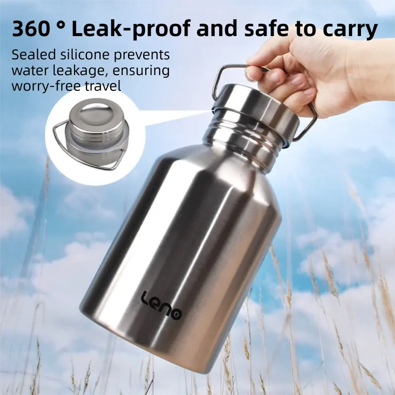 2L Large Capacity Outdoor Sports Adventure Water Bottle - Food-Grade 304 Stainless Steel with Portable Handle & 4.5cm Narrow Mouth Wholesale Hub