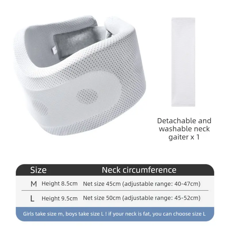 Grey Adjustable Cooling Jelly Core Neck Brace with Washable Cover - 3D Hollow Cervical Collar for Posture & Forward Head Correction (L Size) Wholesale Hub