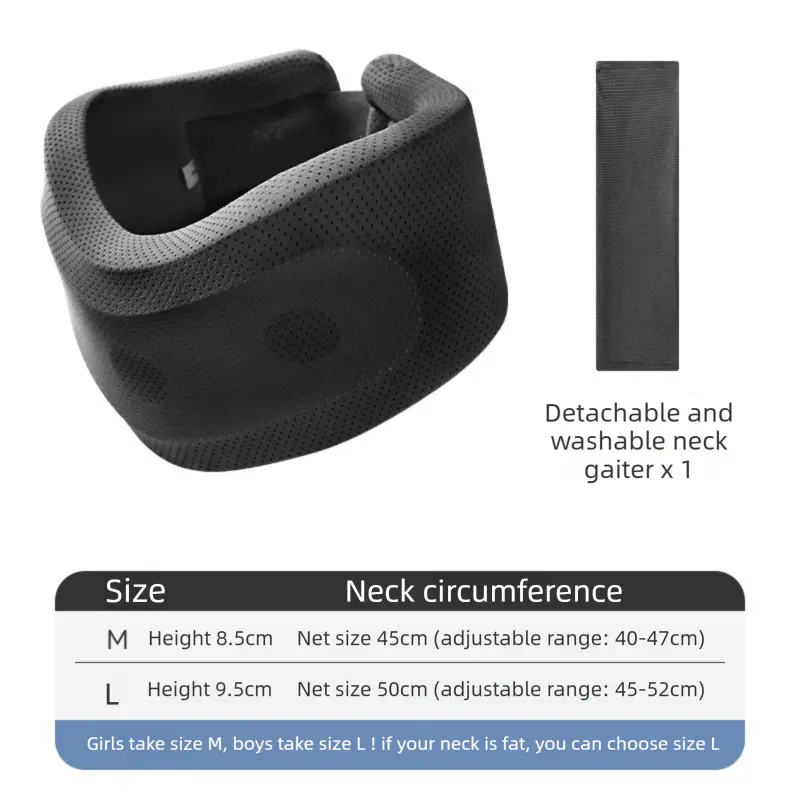 Black Adjustable Cooling Jelly Core Neck Brace with Washable Cover - 3D Hollow Cervical Collar for Posture & Forward Head Correction (L Size) Wholesale Hub