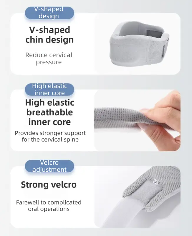 Black Adjustable Cooling Jelly Core Neck Brace with Washable Cover - 3D Hollow Cervical Collar for Posture & Forward Head Correction (L Size) Wholesale Hub