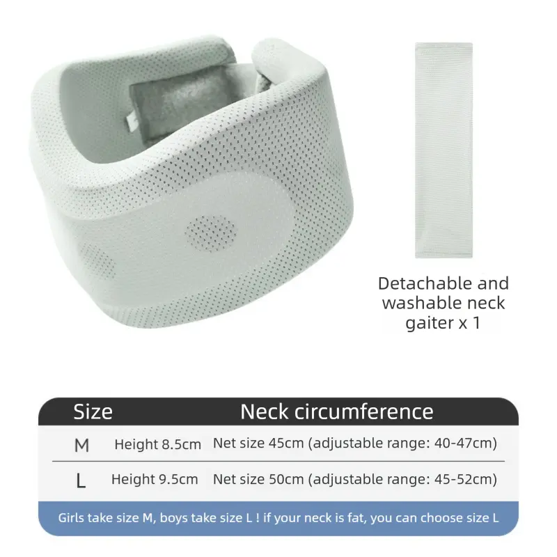 Light Green Adjustable Cooling Jelly Core Neck Brace with Washable Cover - 3D Hollow Cervical Collar for Posture & Forward Head Correction (L Size) Wholesale Hub