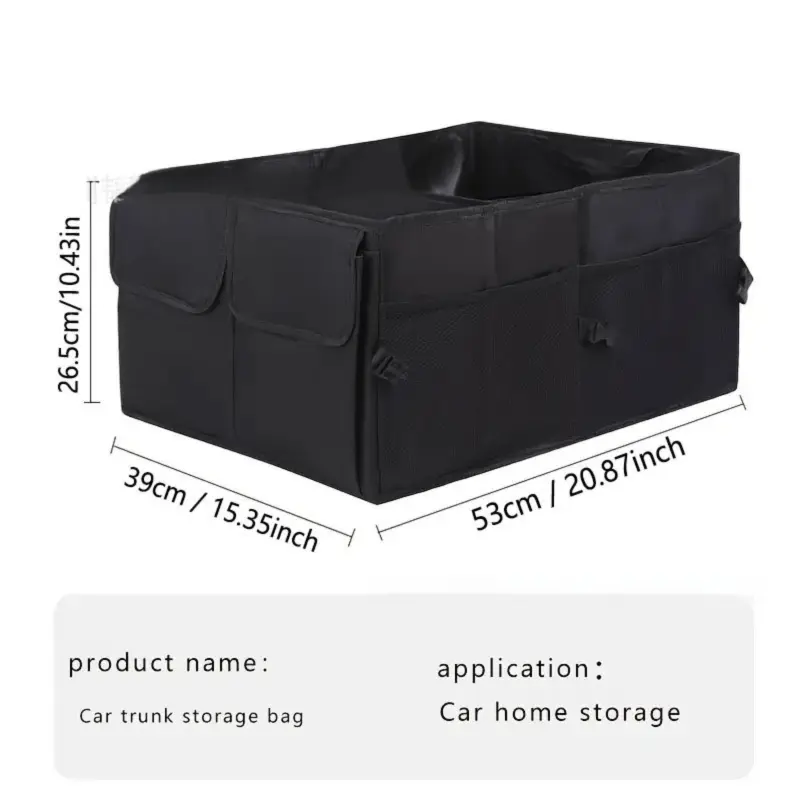 Heavy-Duty Foldable Car Trunk Organizer with Handles - Large Capacity Cargo Storage Box for Groceries & Gear (53x39x26.5 CM) Wholesale Hub