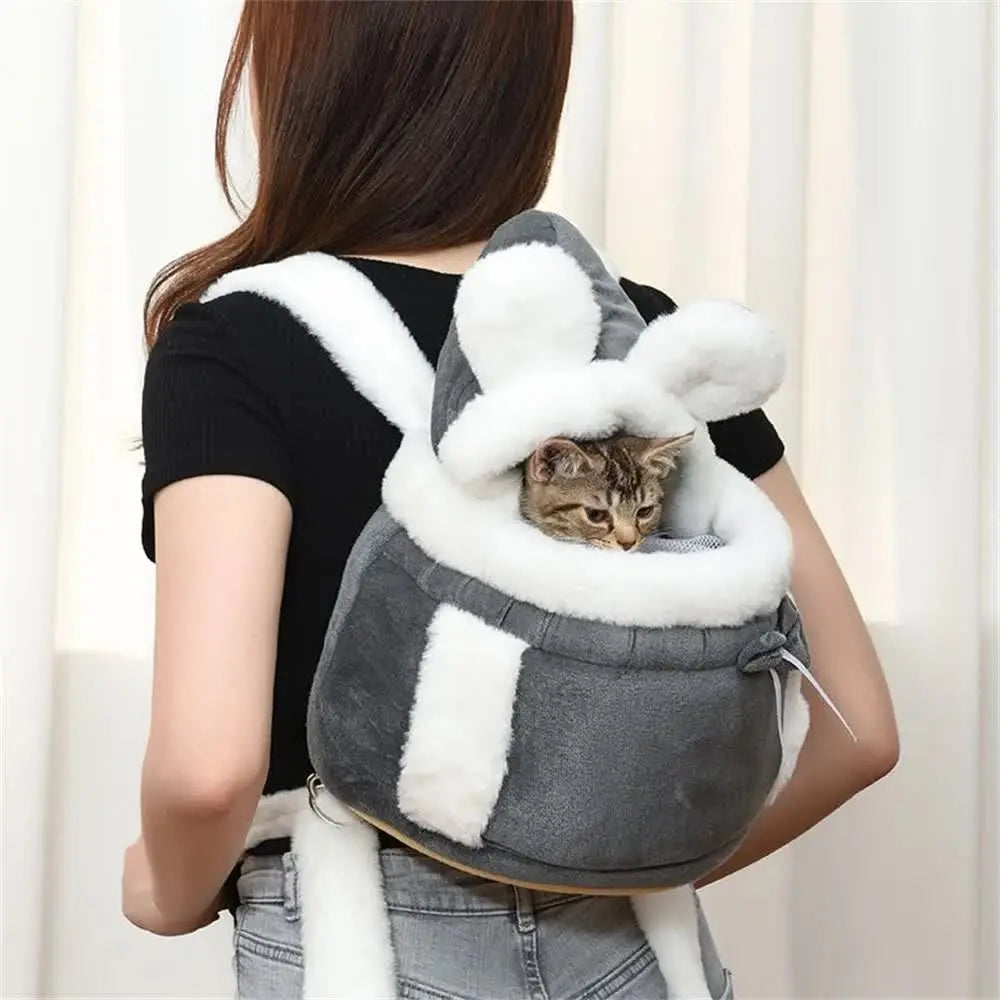 Pink 2-in-1 Ultra-Soft Plush Pet Carrier & Mobile Bed - Portable & Lightweight Cute Rabbit Ear Design Travel Cabin (XL 38 x 25 x 30CM) Wholesale Hub