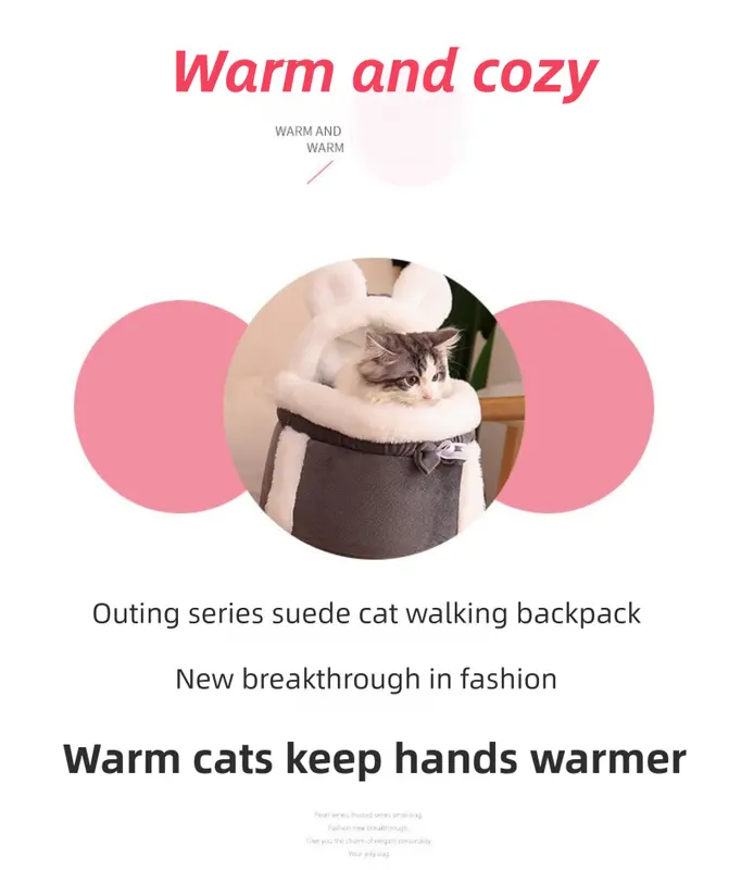 Grey 2-in-1 Ultra-Soft Plush Pet Carrier & Mobile Bed - Portable & Lightweight Cute Rabbit Ear Design Travel Cabin (L 33 x 25 x 27CM) Wholesale Hub