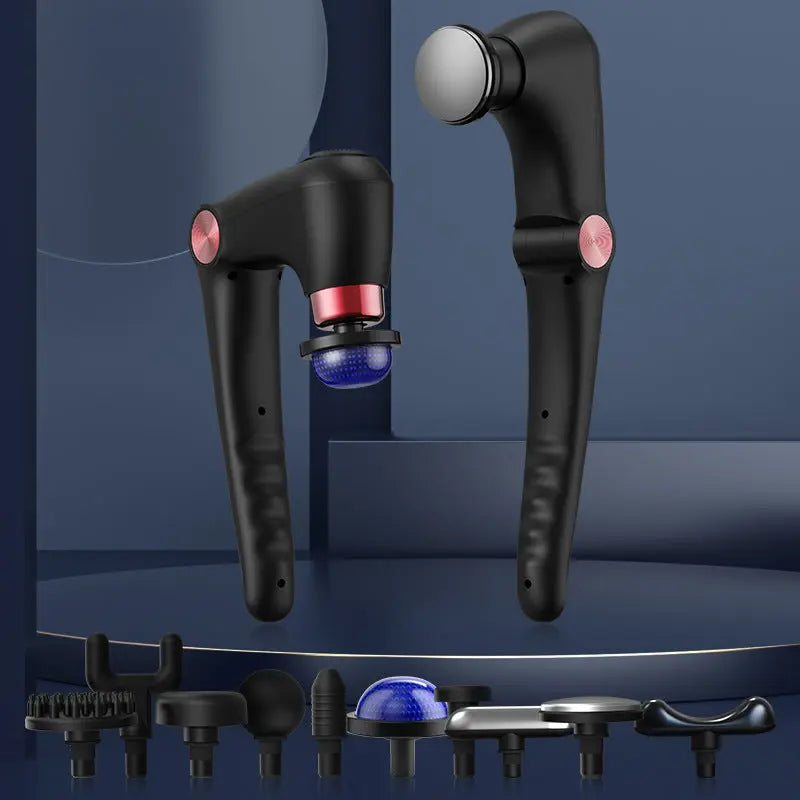 Black-Rosegold Foldable Percussion Massage Gun with Hot Cold Compress & 10 Heads - 9 Speed Levels and High Frequency Vibration Full Body Muscle Relaxer Wholesale Hub