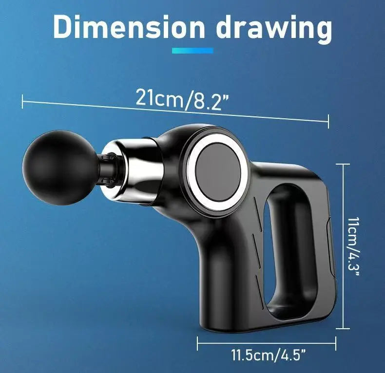 Grey Portable Mini Triangle Massage Gun with 6 Heads & 6 Speed Setting - High Frequency Muscle Stimulator for Professional Fitness (LCD Model) Wholesale Hub