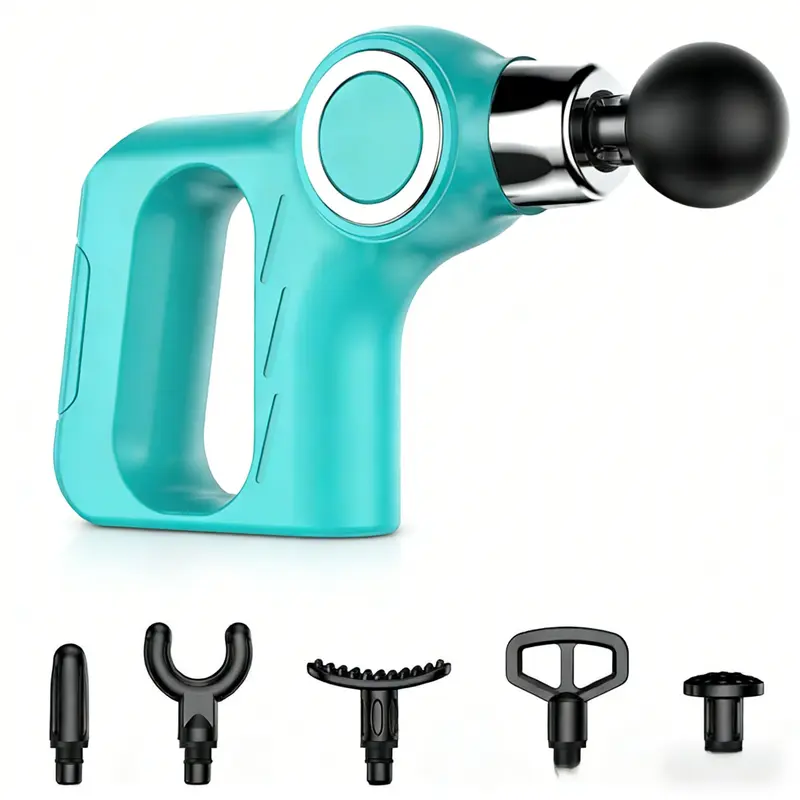 Mint Portable Mini Triangle Massage Gun with 6 Heads & 6 Speed Setting - High Frequency Muscle Stimulator for Professional Fitness (LCD Model) Wholesale Hub