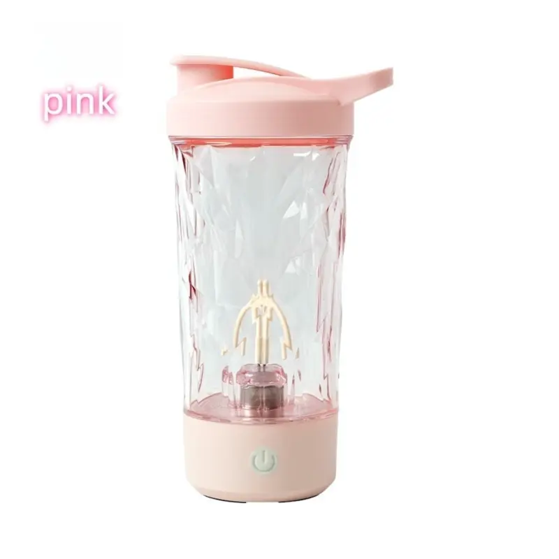 500ML Pink Portable Diamond Electric Shaker - Strong Vortex Stirring, Dual Temperature Endurance & Self-Cleaning for Protein Powder Coffee Wholesale Hub