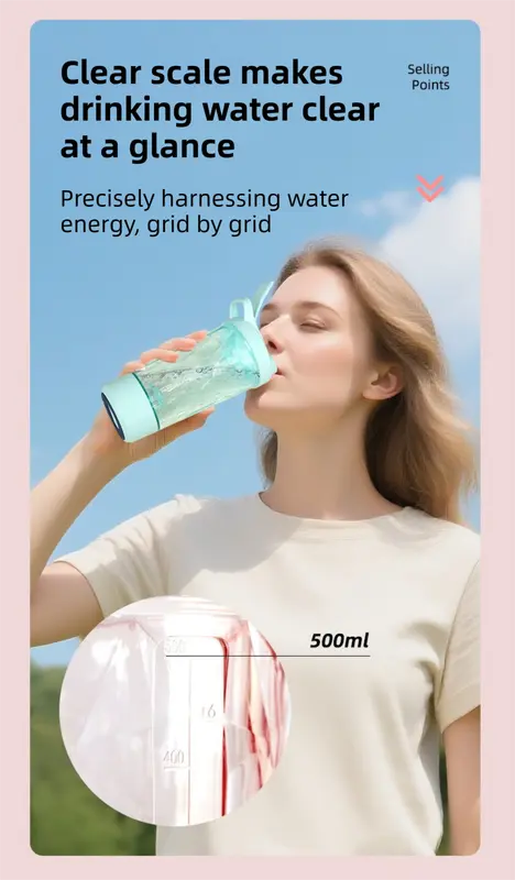 500ML Pink Portable Diamond Electric Shaker - Strong Vortex Stirring, Dual Temperature Endurance & Self-Cleaning for Protein Powder Coffee Wholesale Hub