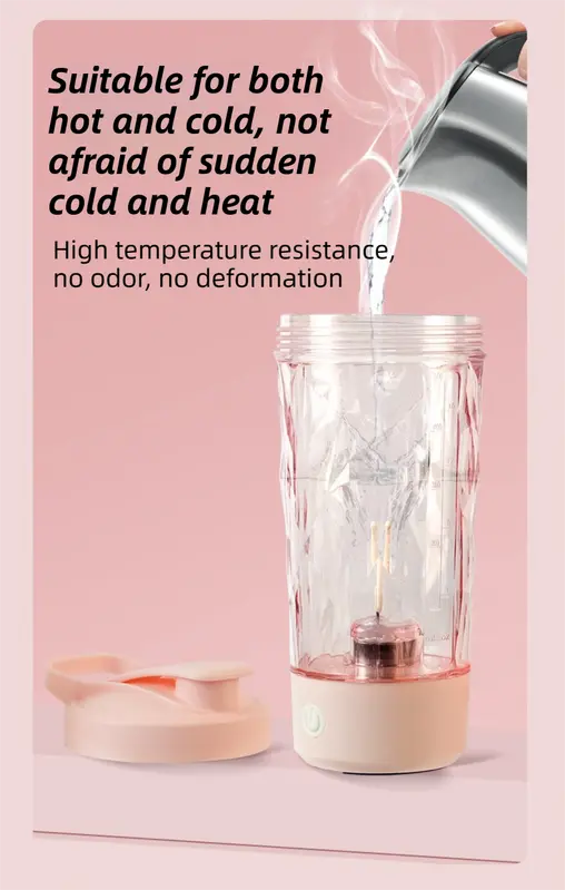 500ML White Portable Diamond Electric Shaker - Strong Vortex Stirring, Dual Temperature Endurance & Self-Cleaning for Protein Powder Coffee Wholesale Hub