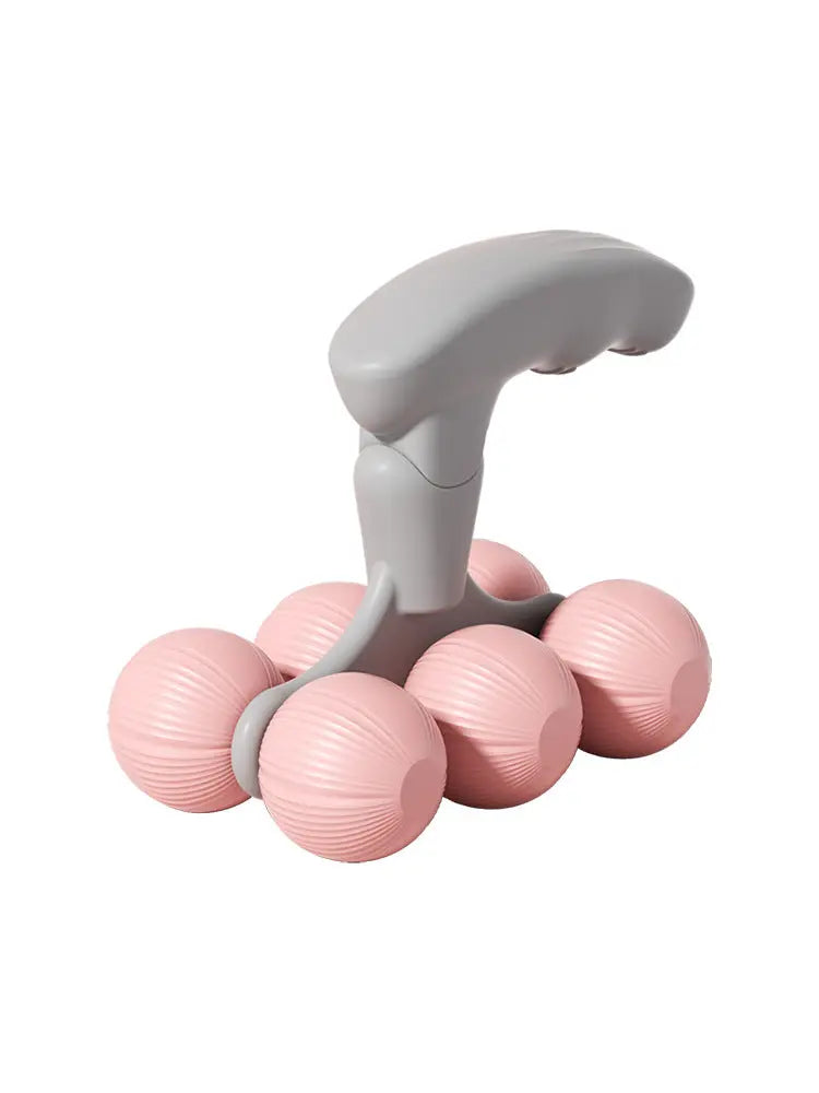 Pink Compact 6-Wheel Handheld Massager - Smooth & Silent, Deep Tissue Muscle Relaxer for Yoga Fitness and Home Recovery Wholesale Hub