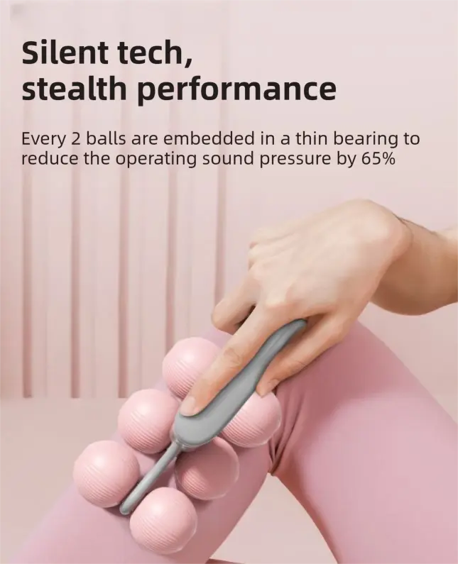 Pink Compact 6-Wheel Handheld Massager - Smooth & Silent, Deep Tissue Muscle Relaxer for Yoga Fitness and Home Recovery Wholesale Hub