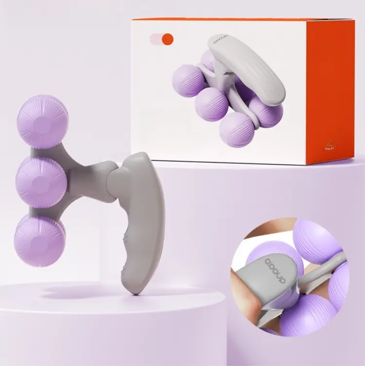 Purple Compact 6-Wheel Handheld Massager - Smooth & Silent, Deep Tissue Muscle Relaxer for Yoga Fitness and Home Recovery Wholesale Hub