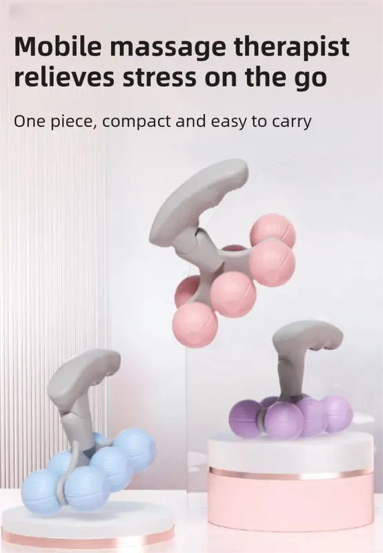 Purple Compact 6-Wheel Handheld Massager - Smooth & Silent, Deep Tissue Muscle Relaxer for Yoga Fitness and Home Recovery Wholesale Hub