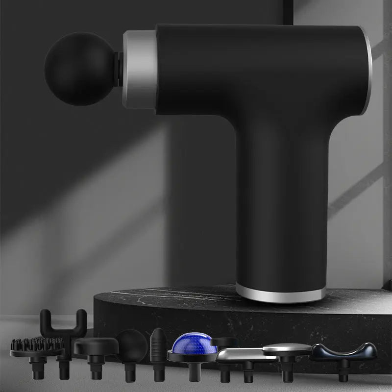 Black Sliver Mini Hot Cold Massage Gun with10 Heads - 6 Intensity Dual Thermal Therapy Deep Muscle Reliever for Gym Fitness Recovery Wholesale Hub