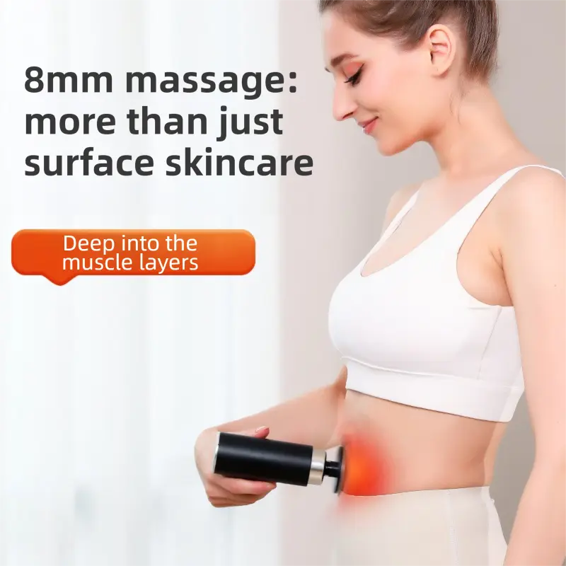 Black Sliver Mini Hot Cold Massage Gun with10 Heads - 6 Intensity Dual Thermal Therapy Deep Muscle Reliever for Gym Fitness Recovery Wholesale Hub