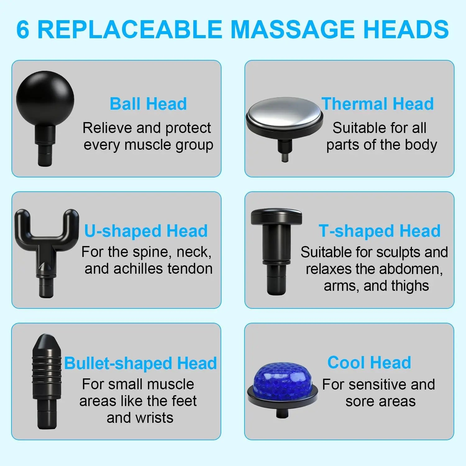 Black Lightweight Mini Hot Cold Massage Gun with 6 Heads - 6 Intensity Dual Thermal Therapy Muscle Reliever for Portable Body Recovery Wholesale Hub