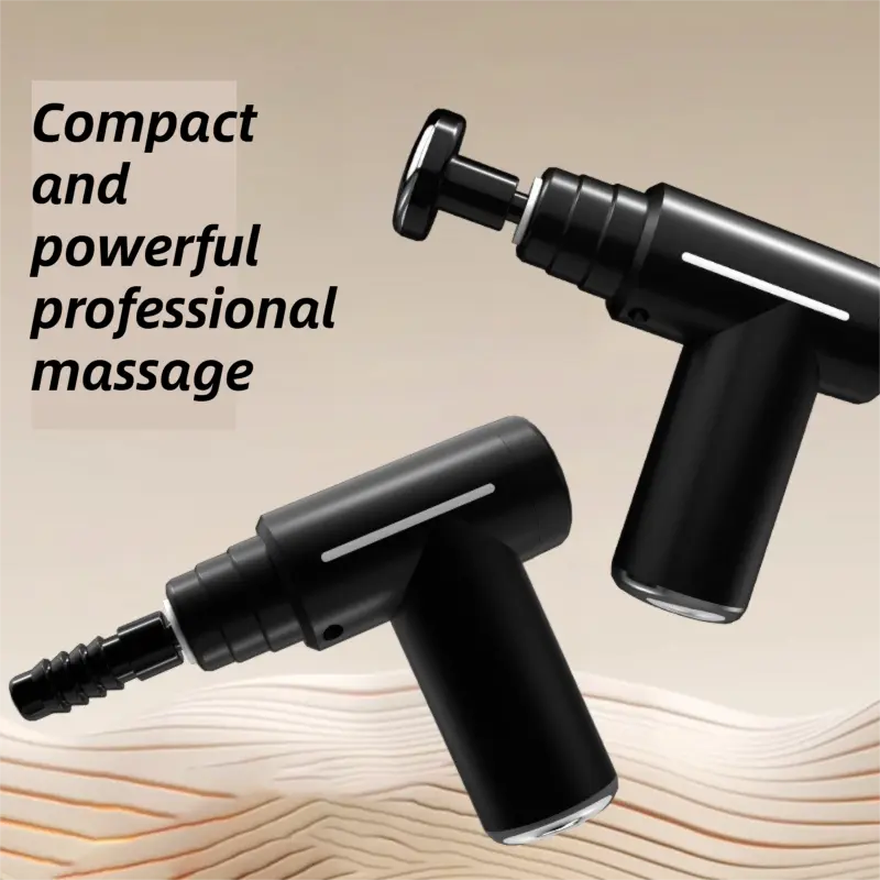 Grey Lightweight Mini Hot Cold Massage Gun with 6 Heads - 6 Intensity Dual Thermal Therapy Muscle Reliever for Portable Body Recovery Wholesale Hub