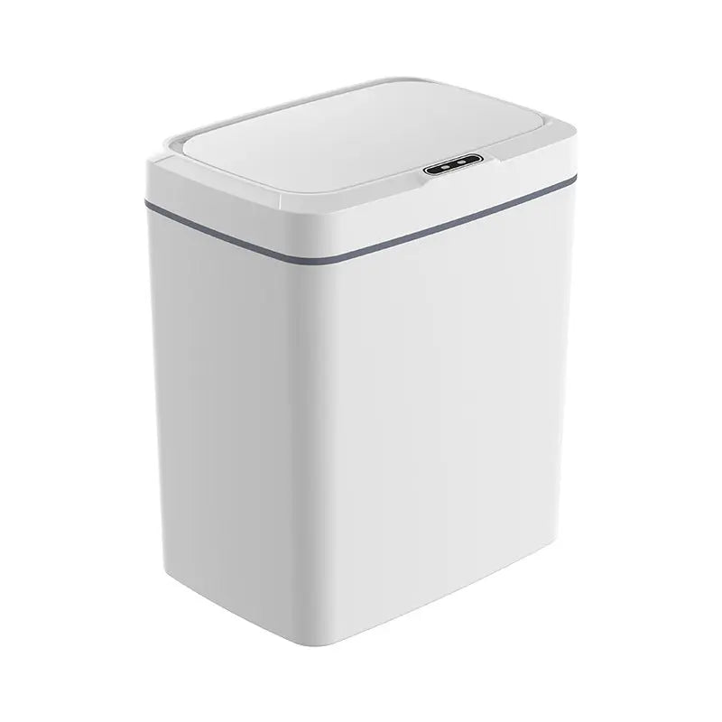 White Intelligent Dual-Sensor Trash Can (Hand-Wave & Knee-Bend) - Slim-Fit Touchless Battery-Powered Bin for Bathroom & Kitchen Wholesale Hub