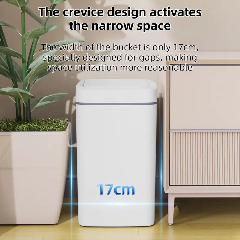 White Intelligent Dual-Sensor Trash Can (Hand-Wave & Knee-Bend) - Slim-Fit Touchless Battery-Powered Bin for Bathroom & Kitchen Wholesale Hub