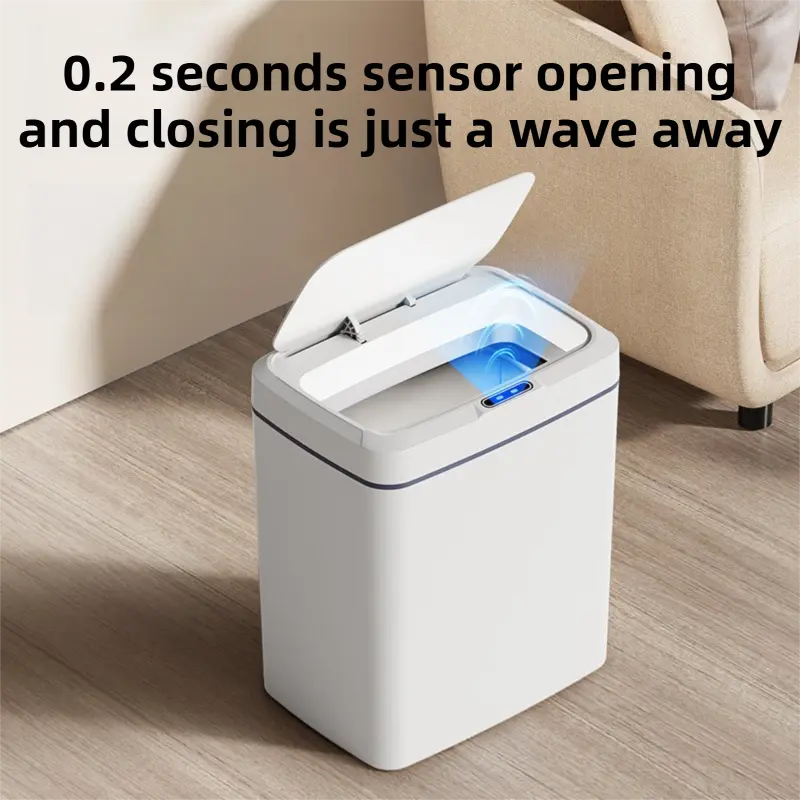White Intelligent Dual-Sensor Trash Can (Hand-Wave & Knee-Bend) - Slim-Fit Touchless Rechargeable Bin for Bathroom & Kitchen Wholesale Hub