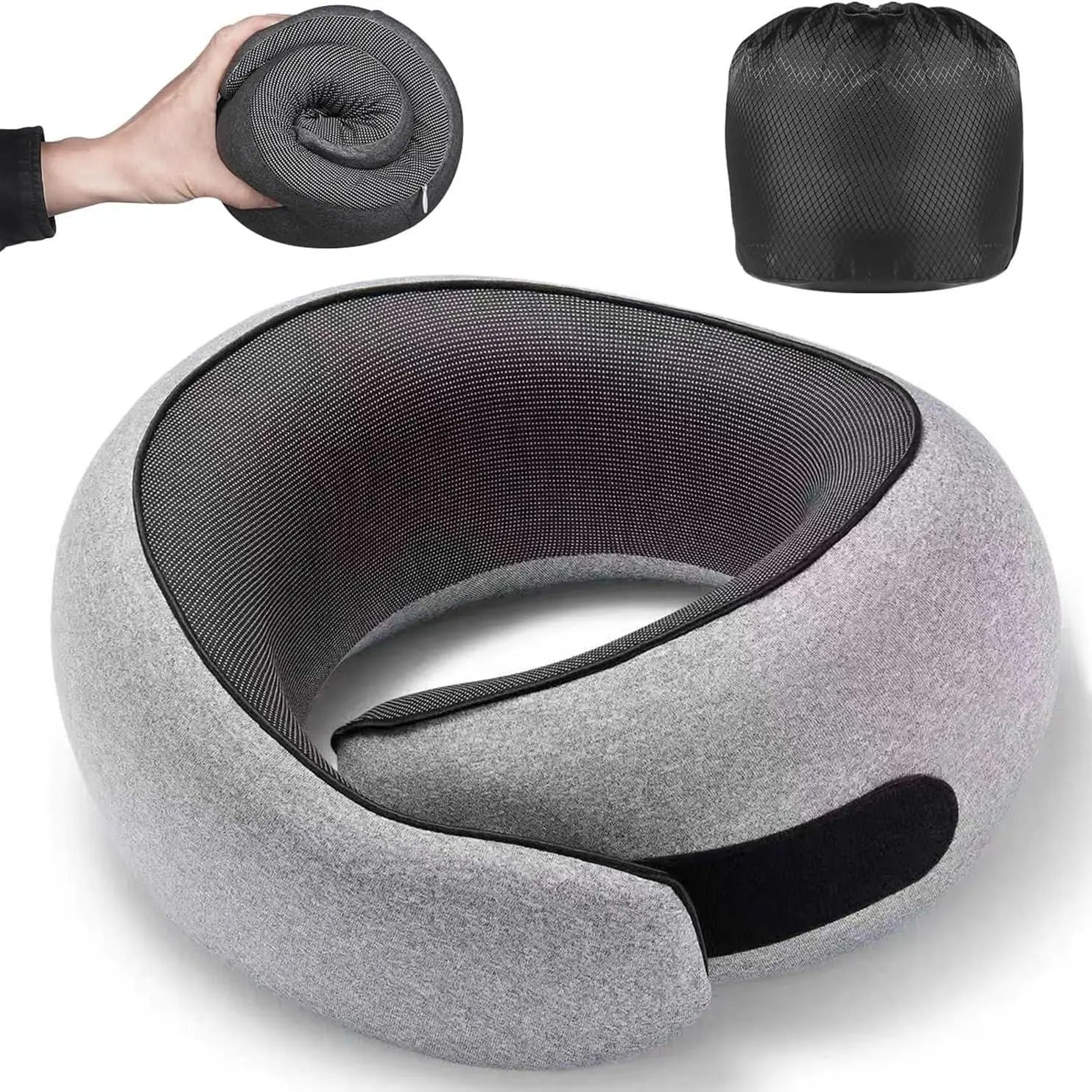 Light Grey Ergonomic Memory Foam Travel Neck Pillow - U-Shaped Support for Naps & Journeys Wholesale Hub