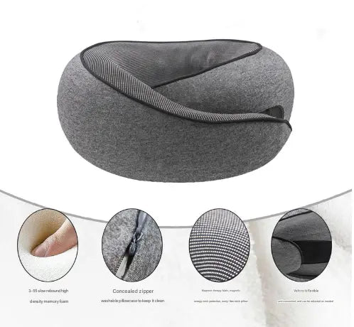Navy Blue Ergonomic Memory Foam Travel Neck Pillow - U-Shaped Support for Naps & Journeys Wholesale Hub
