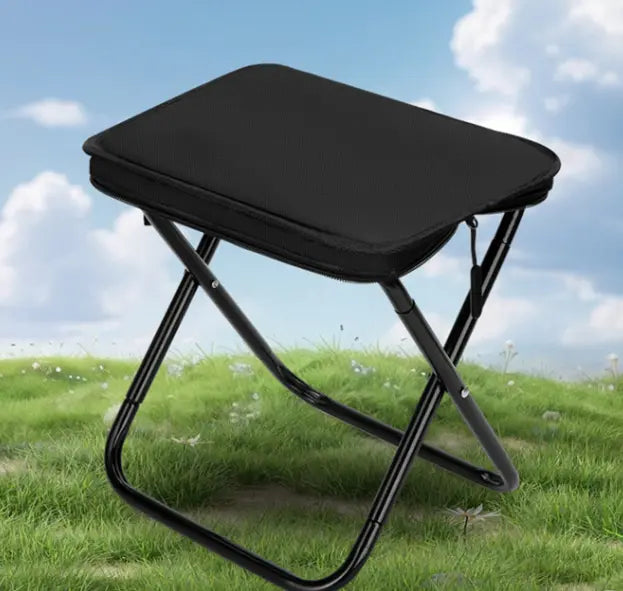 Black Heavy Duty Portable Folding Stool | Compact Lightweight Camping Seat with Carry Bag | Breathable Oxford Fabric for Fishing & Travel Wholesale Hub
