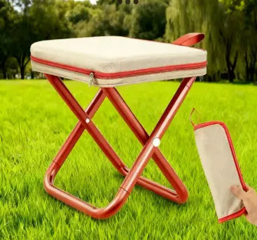 Red Heavy Duty Portable Folding Stool | Compact Lightweight Camping Seat with Carry Bag | Breathable Oxford Fabric for Fishing & Travel Wholesale Hub