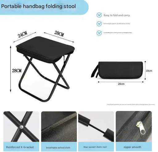Red Heavy Duty Portable Folding Stool | Compact Lightweight Camping Seat with Carry Bag | Breathable Oxford Fabric for Fishing & Travel Wholesale Hub