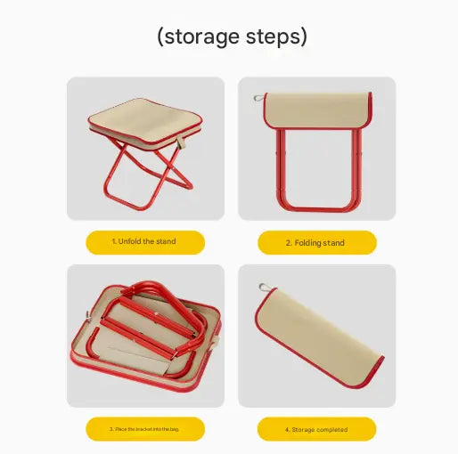 Beige Premium 2-Piece Portable Folding Stool Set | Lightweight Compact Camping Chairs | Durable Outdoor Seats for Fishing, Picnics, and Hiking Wholesale Hub