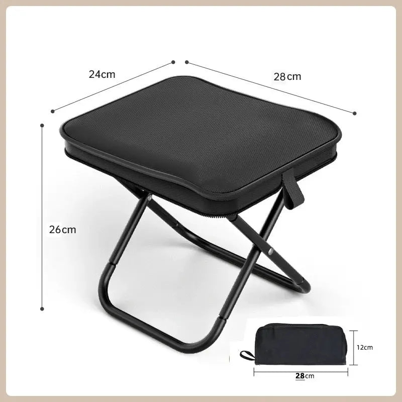 Black Premium 2-Piece Portable Folding Stool Set | Lightweight Compact Camping Chairs | Durable Outdoor Seats for Fishing, Picnics, and Hiking Wholesale Hub
