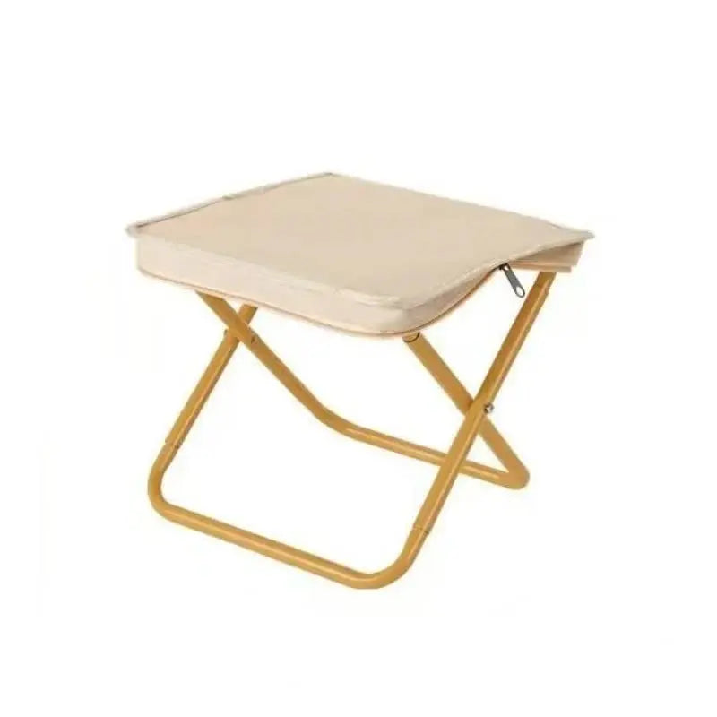 Beige Outdoor Folding Stool with Carrying Handle - Portable Camping Seat, Fishing Chair, Collapsible Zipper Stool for Outdoors, Queueing, and More Wholesale Hub