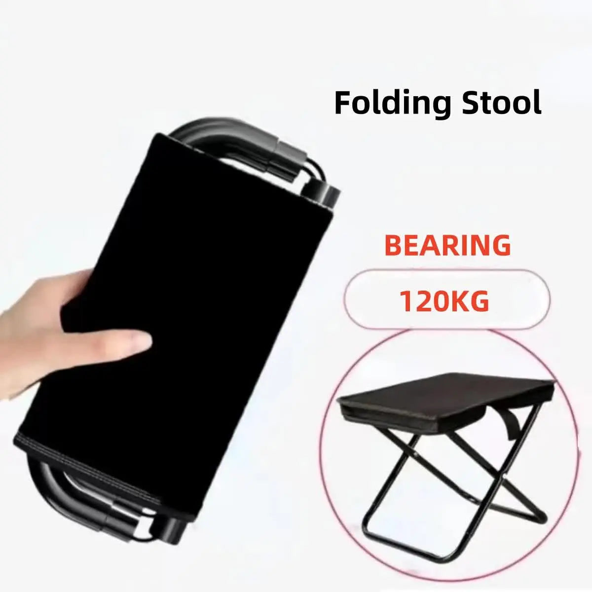 Beige Outdoor Folding Stool with Carrying Handle - Portable Camping Seat, Fishing Chair, Collapsible Zipper Stool for Outdoors, Queueing, and More Wholesale Hub