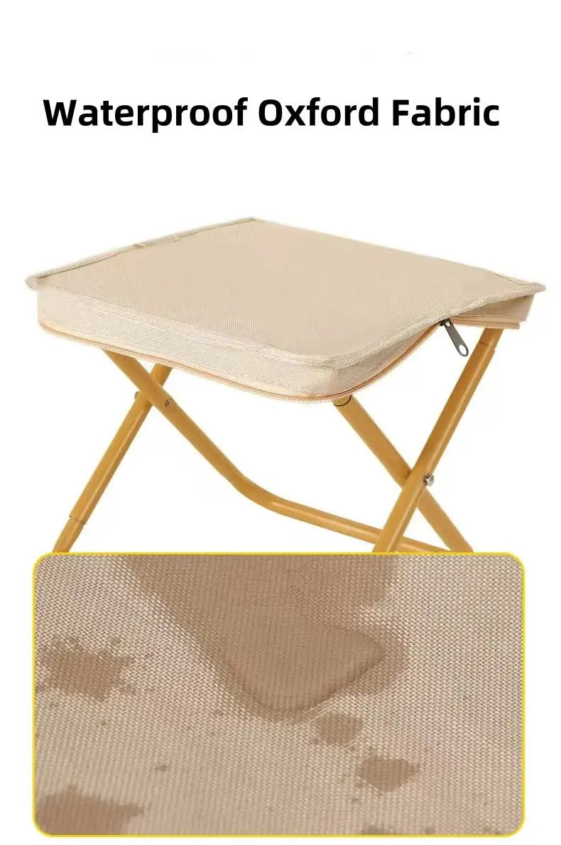 Beige Outdoor Folding Stool with Carrying Handle - Portable Camping Seat, Fishing Chair, Collapsible Zipper Stool for Outdoors, Queueing, and More Wholesale Hub