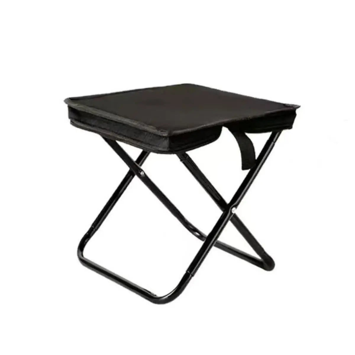 Black Outdoor Folding Stool with Carrying Handle - Portable Camping Seat, Fishing Chair, Collapsible Zipper Stool for Outdoors, Queueing, and More Wholesale Hub