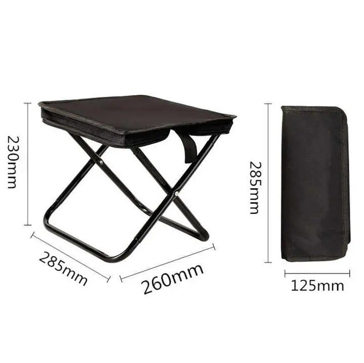 Black Outdoor Folding Stool with Carrying Handle - Portable Camping Seat, Fishing Chair, Collapsible Zipper Stool for Outdoors, Queueing, and More Wholesale Hub