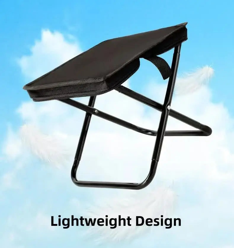 Black Outdoor Folding Stool with Carrying Handle - Portable Camping Seat, Fishing Chair, Collapsible Zipper Stool for Outdoors, Queueing, and More Wholesale Hub
