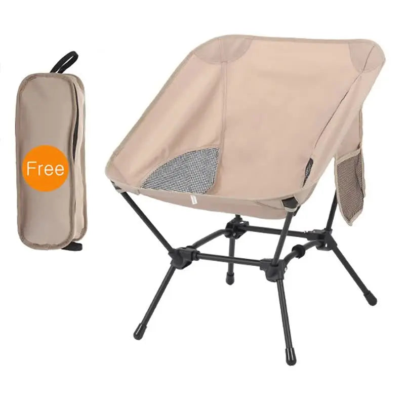 Beige Portable Lightweight Folding Beach Chair - Compact Fishing Chair with Square Legs for Outdoor Use Wholesale Hub