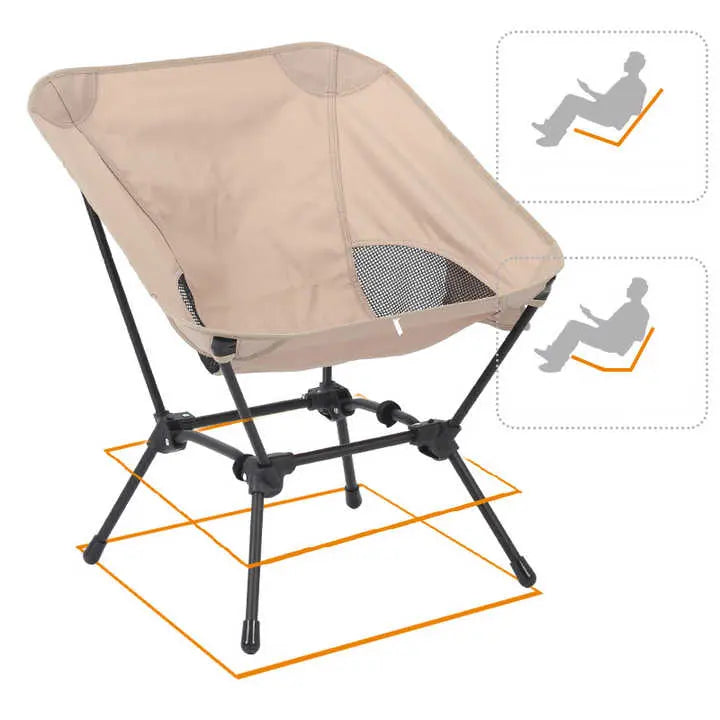 Beige Portable Lightweight Folding Beach Chair - Compact Fishing Chair with Square Legs for Outdoor Use Wholesale Hub