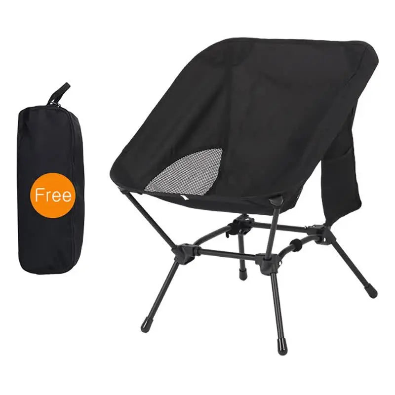 Black Portable Lightweight Folding Beach Chair - Compact Fishing Chair with Square Legs for Outdoor Use Wholesale Hub