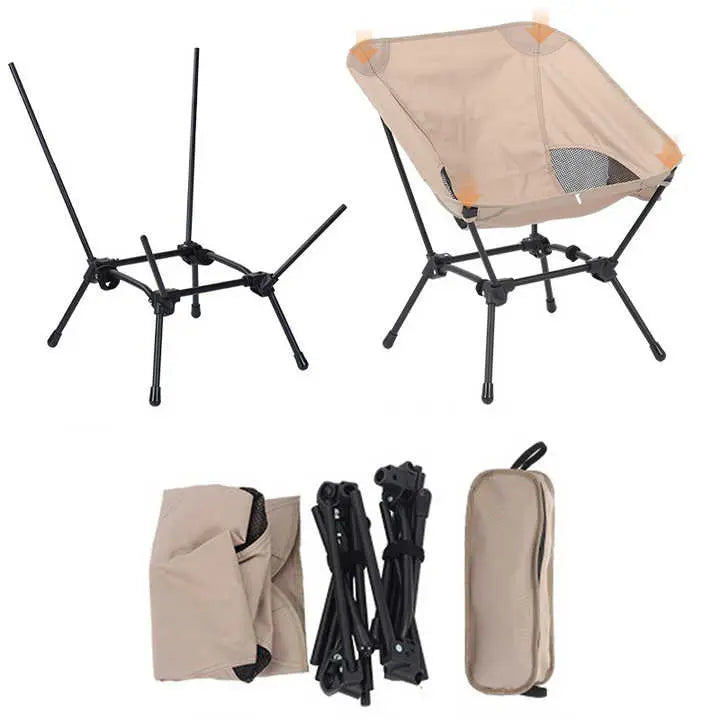 Black Portable Lightweight Folding Beach Chair - Compact Fishing Chair with Square Legs for Outdoor Use Wholesale Hub