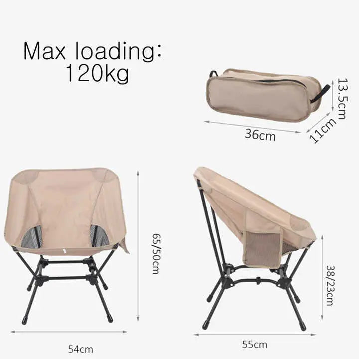 Black Portable Lightweight Folding Beach Chair - Compact Fishing Chair with Square Legs for Outdoor Use Wholesale Hub
